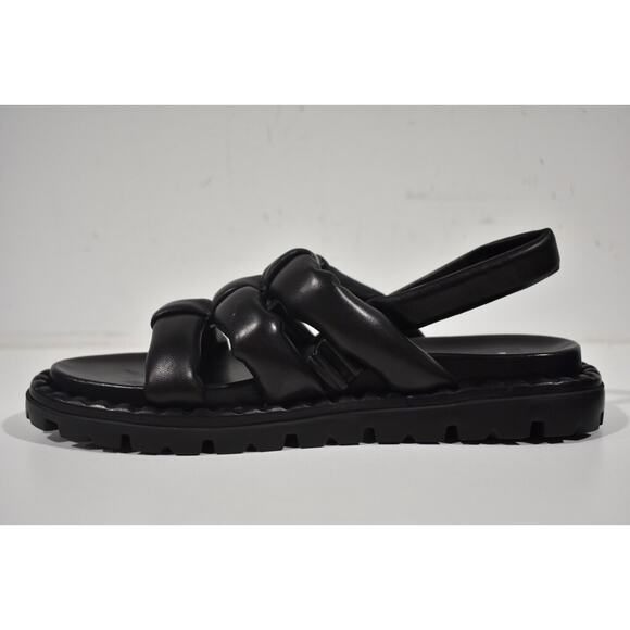 Prada Blow Black Padded Leather Logo Strappy Slingback Sport Sandal Flat 39.5 - Picture 9 of 12